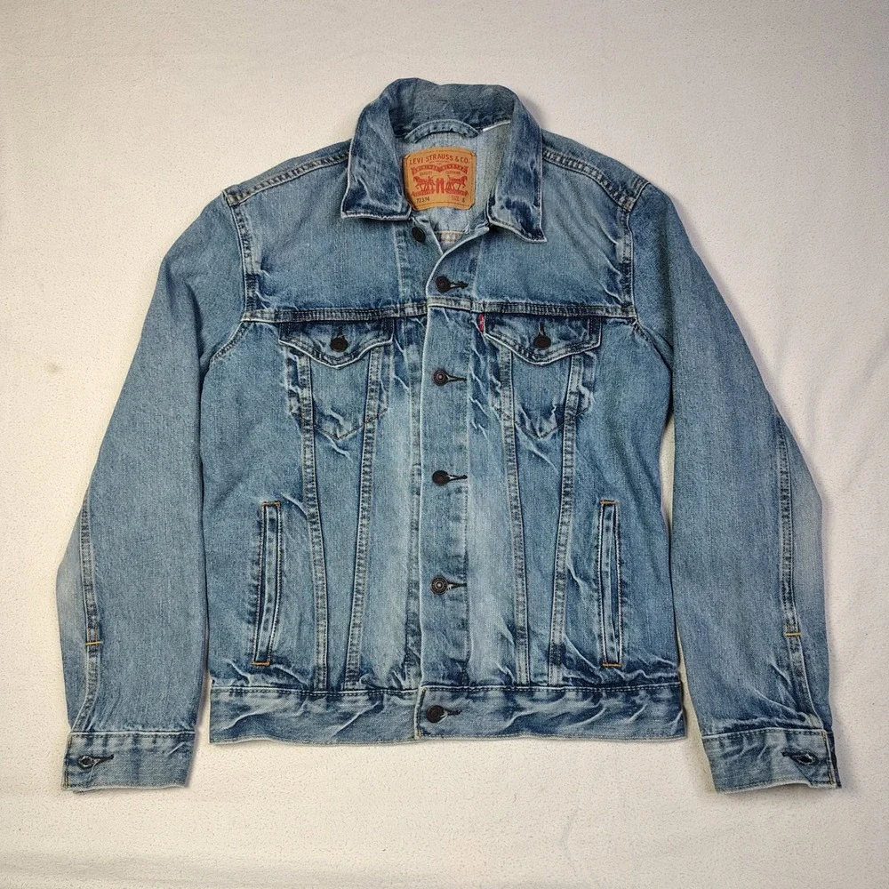 Levi's Men Trucker Jacket S Blue Denim 72334 Light Wash Classic Jean Jacket - Picture 1 of 12